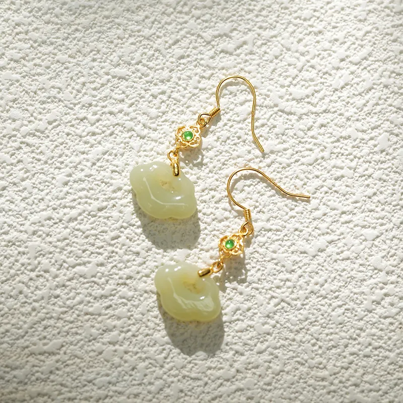 FANHAOGANG JADE Earrings Green Jade Women's-2