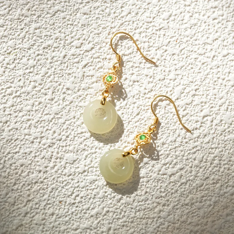 FANHAOGANG JADE Hetian Jade Earrings White Jade Women's-3