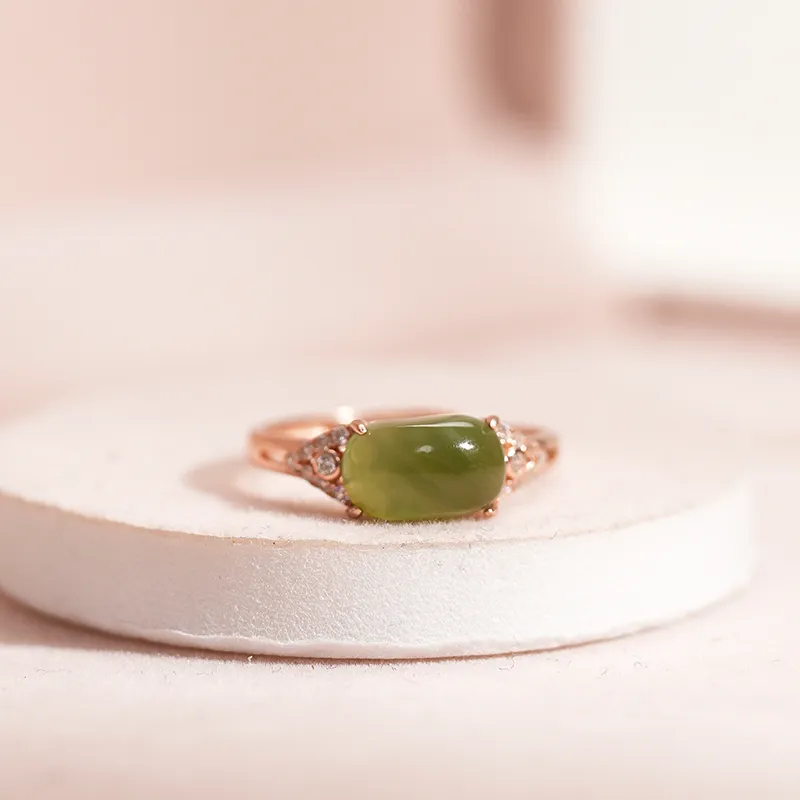 FANHAOGANG JADE Hetian Jade Rings Green Jade Women's-5