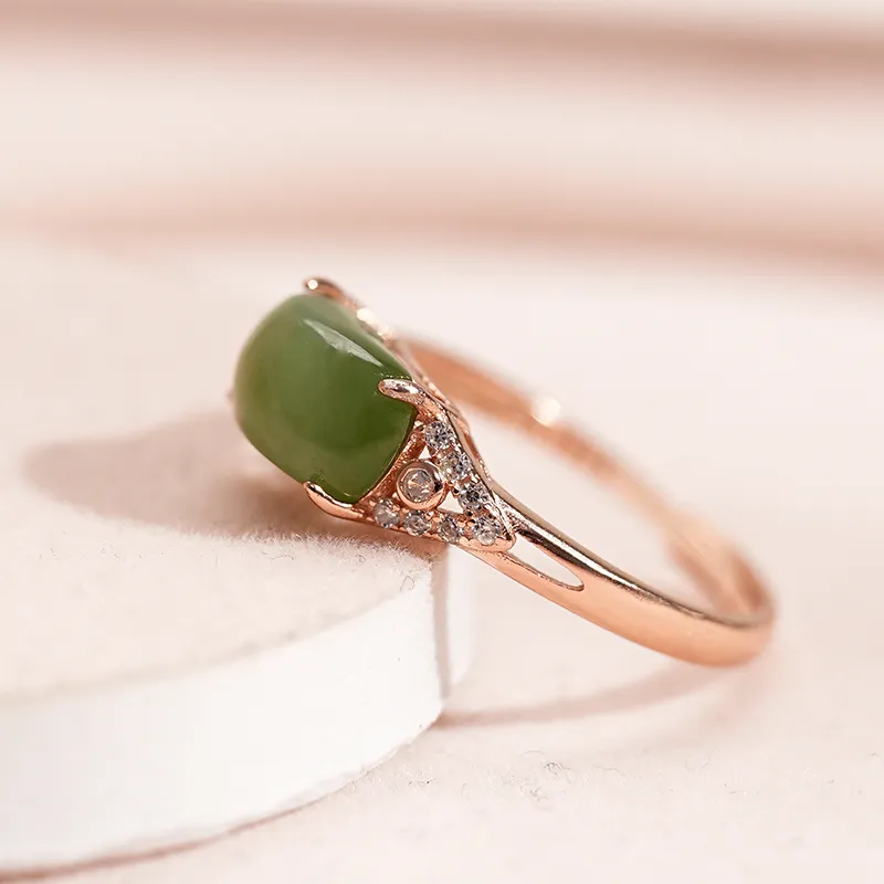 FANHAOGANG JADE Hetian Jade Rings Green Jade Women's-3