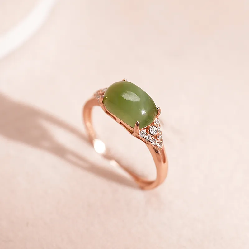 FANHAOGANG JADE Hetian Jade Rings Green Jade Women's-4