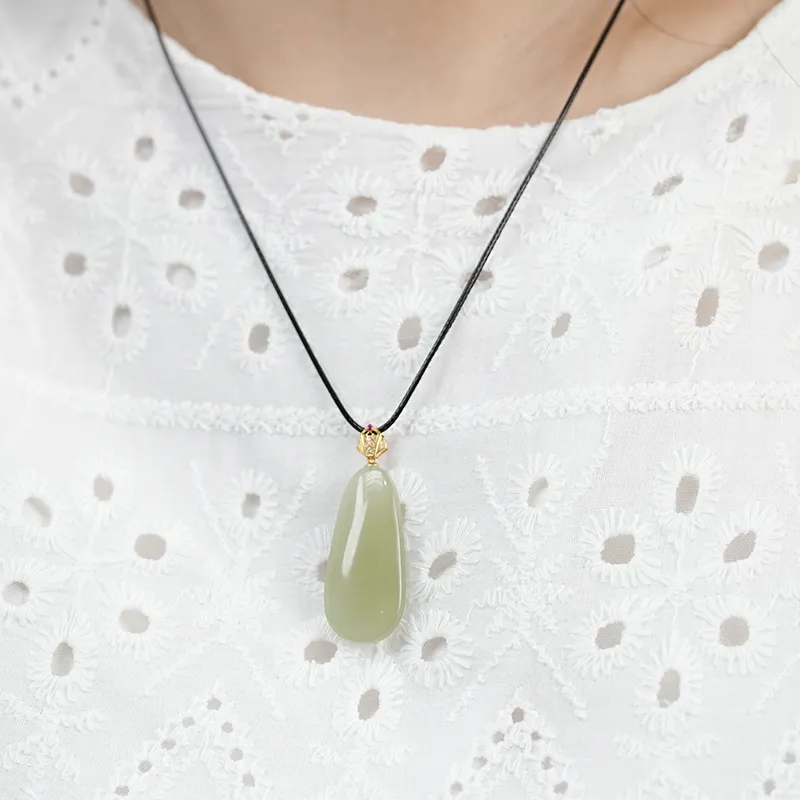 FANHAOGANG JADE Hetian Jade Necklaces Pale Greenish White Jade Women's-3