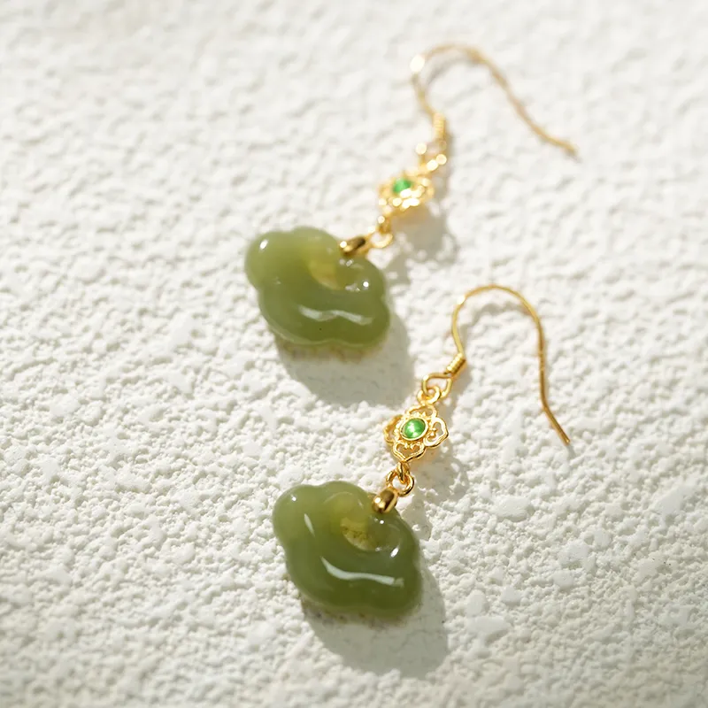 FANHAOGANG JADE Earrings Green Jade Women's-7