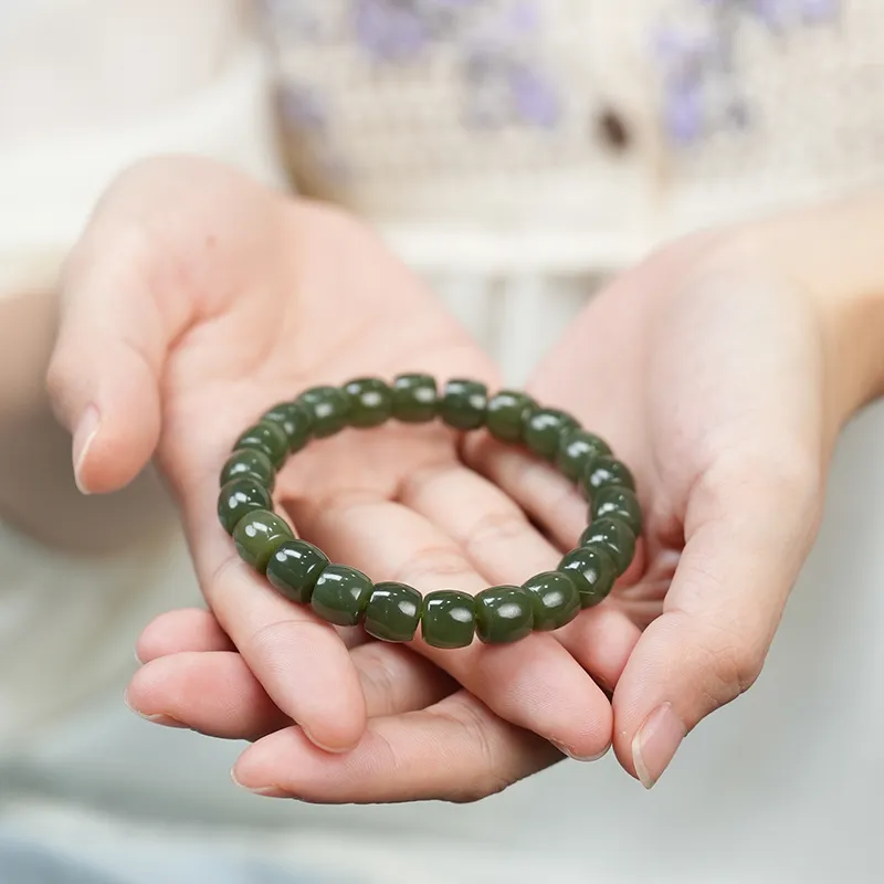 FANHAOGANG JADE Hetian Jade Bracelets Green Jade Unisex-2