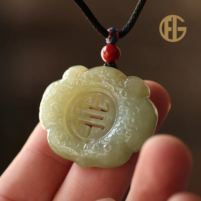 FANHAOGANG JADE Hetian Jade Necklaces Pale Greenish White Jade Kids'-1
