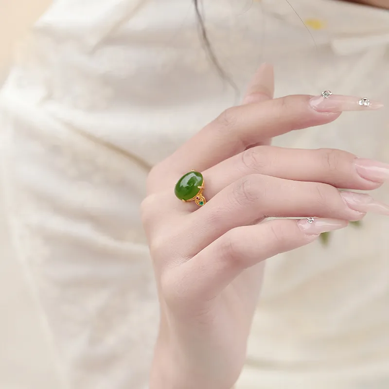 FANHAOGANG JADE Hetian Jade Rings Jasper Women's-5