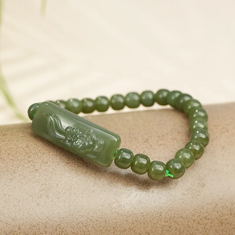 FANHAOGANG JADE Hetian Jade Bracelets Green Jade Unisex-7