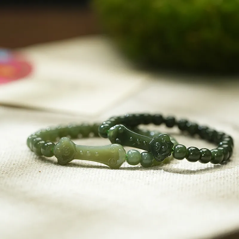 FANHAOGANG JADE Hetian Jade Bracelets Green Jade Unisex-5