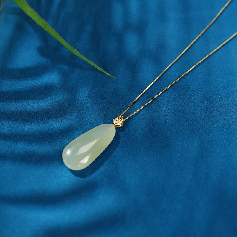 FANHAOGANG JADE Hetian Jade Necklaces Pale Greenish White Jade Women's-1