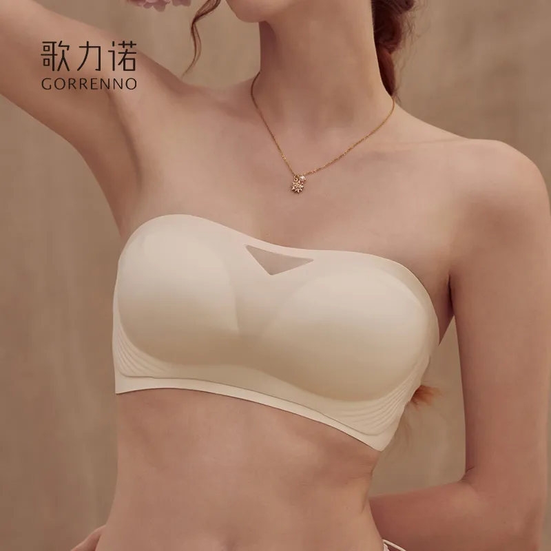 GORRENNO Strapless Bra Women's Milk White-1