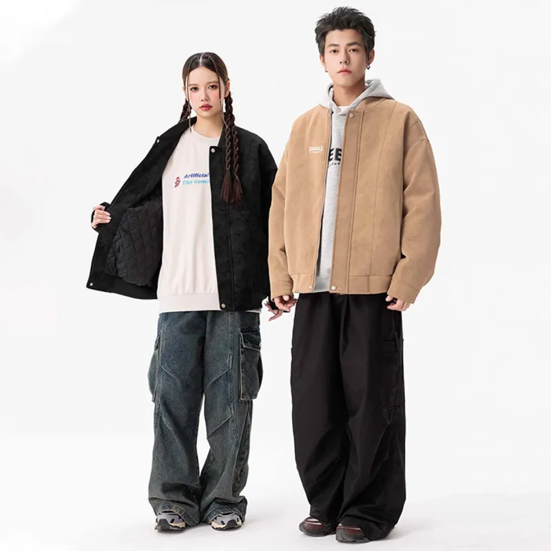JINBEILE Jackets Coats Unisex Khaki-4