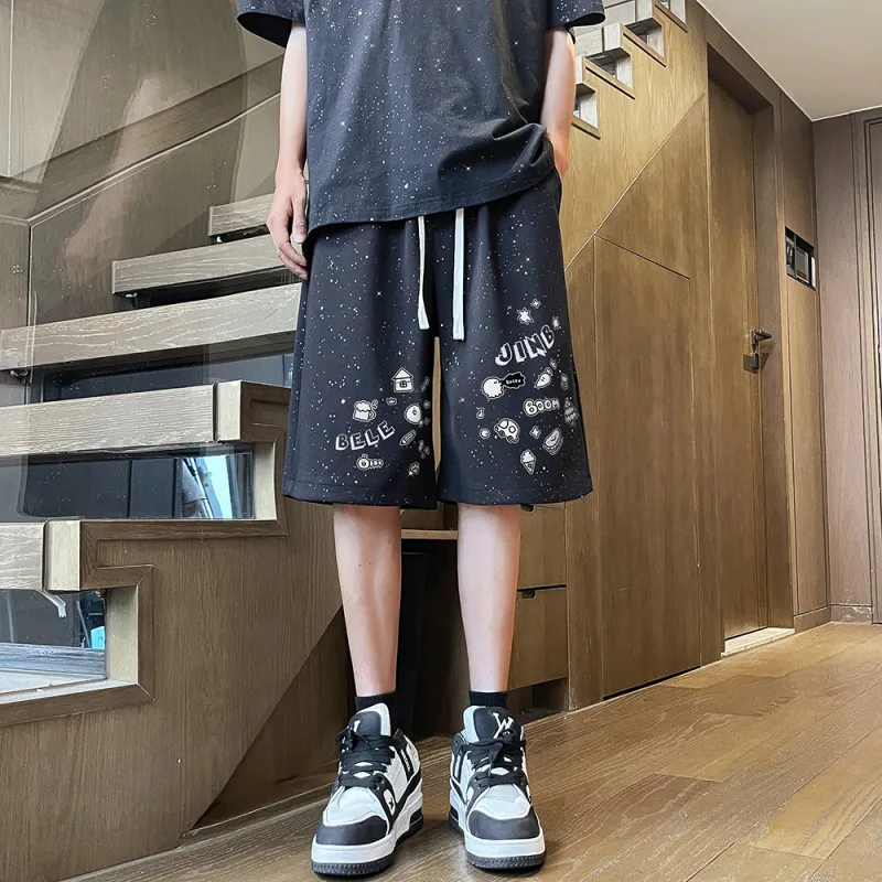 JINBEILE Casual Shorts Unisex Black-2
