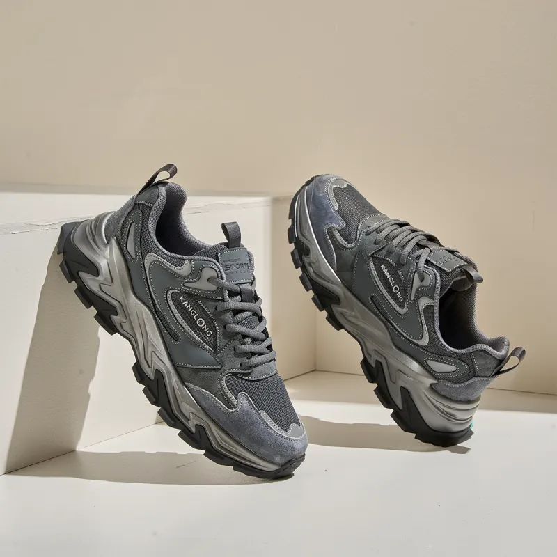 KANGLONG Shock Absorbers With Slip Resistant And Abrasion Resistant Properties Low Top Chunky Sneakers Men's-3