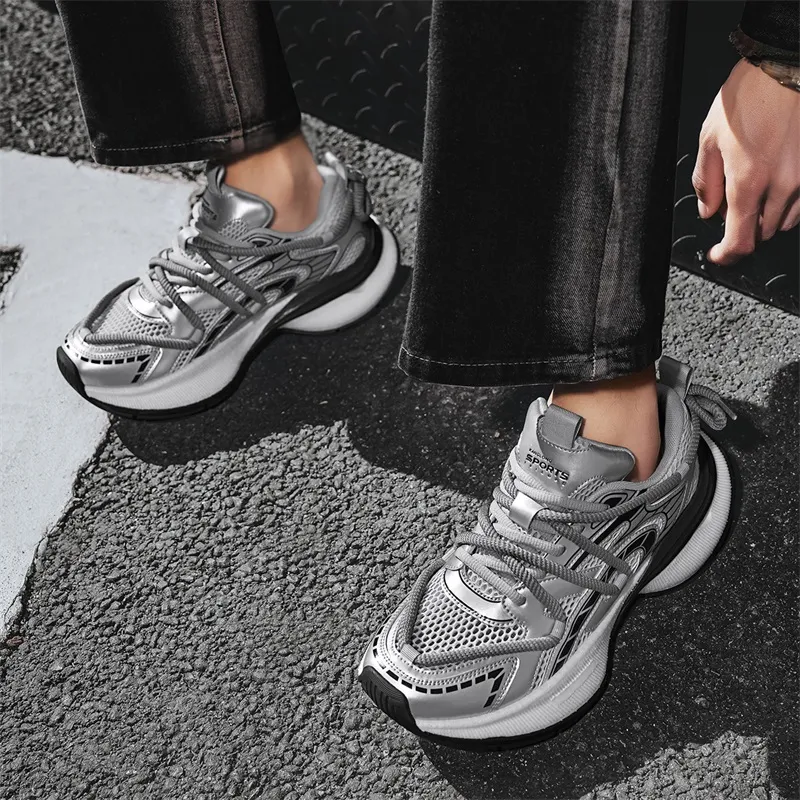 KANGLONG Cushioning, Slip Resistant, Abrasion Resistant, Breathable, Balance, Height Increasing Chunky Sneakers Men's-4
