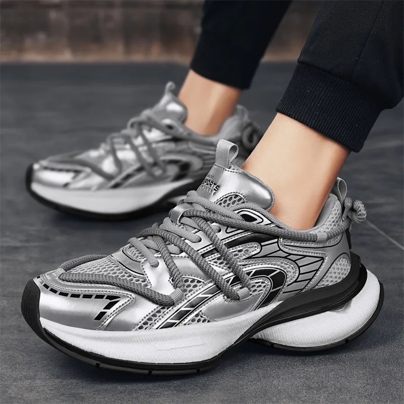 KANGLONG Cushioning, Slip Resistant, Abrasion Resistant, Breathable, Balance, Height Increasing Chunky Sneakers Men's-5