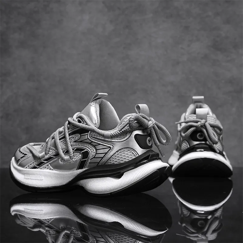KANGLONG Cushioning, Slip Resistant, Abrasion Resistant, Breathable, Balance, Height Increasing Chunky Sneakers Men's-6