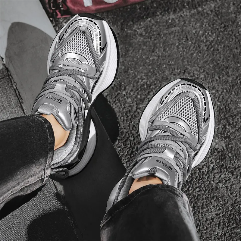 KANGLONG Cushioning, Slip Resistant, Abrasion Resistant, Breathable, Balance, Height Increasing Chunky Sneakers Men's-3