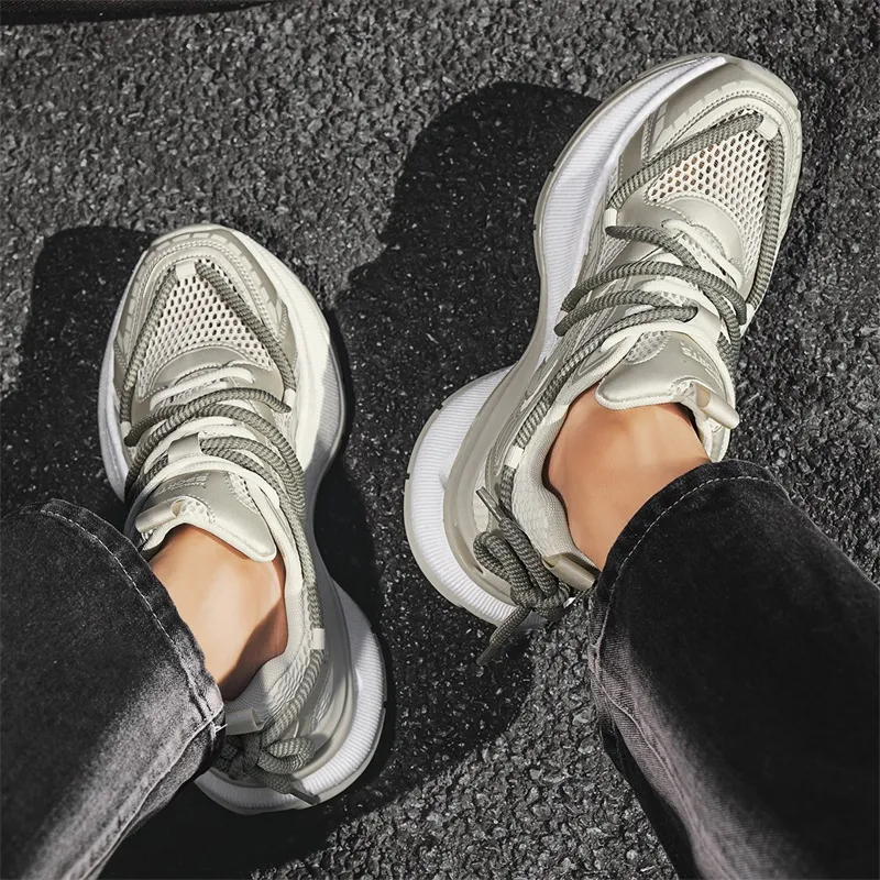 KANGLONG Cushioning, Slip Resistant, Abrasion Resistant, Breathable, Balance, Height Increasing Chunky Sneakers Men's-12