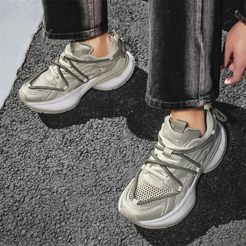 KANGLONG Cushioning, Slip Resistant, Abrasion Resistant, Breathable, Balance, Height Increasing Chunky Sneakers Men's-13