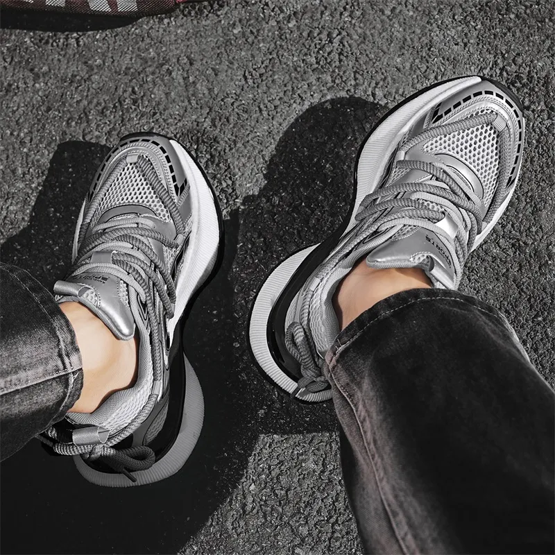 KANGLONG Cushioning, Slip Resistant, Abrasion Resistant, Breathable, Balance, Height Increasing Chunky Sneakers Men's-2