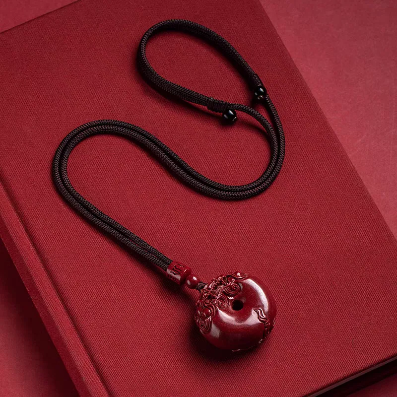 YUDI Reconstructed Cinnabar Necklace Amulet Unisex-1