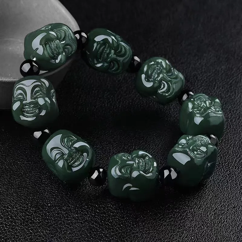 YUDI Hetian Jade Bracelets Green Jade Men's-4