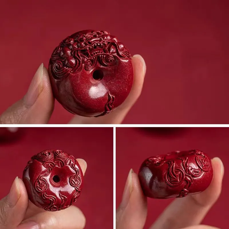 YUDI Reconstructed Cinnabar Necklace Amulet Unisex-6