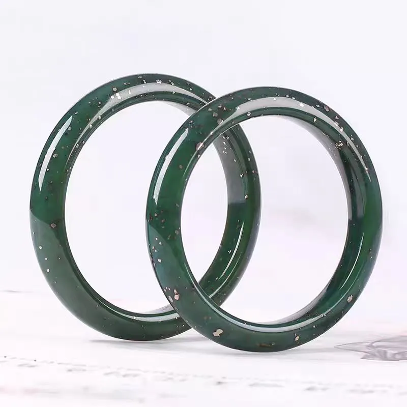 YUDI Hetian Jade Bangles Green Jade Unisex-2