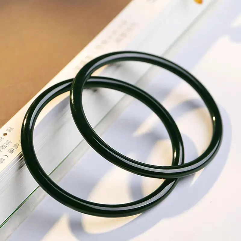 YUDI Hetian Jade Bangles Green Jade Unisex-7