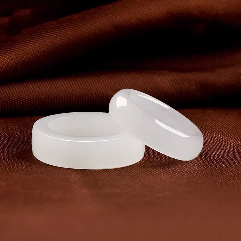 YUDI Hetian Jade Rings White Jade/Pale Greenish White Jade Unisex-5