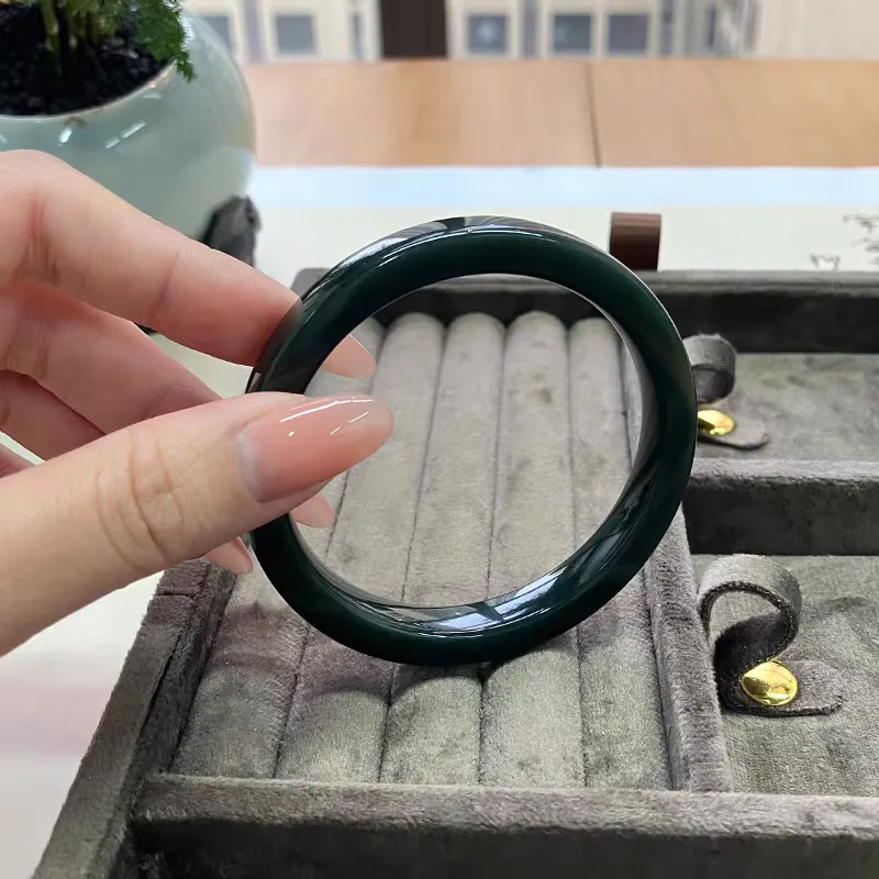 YUDI Hetian Jade Bangles Green Jade Unisex-5