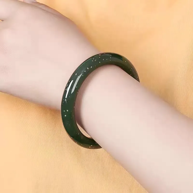 YUDI Hetian Jade Bangles Green Jade Unisex-5