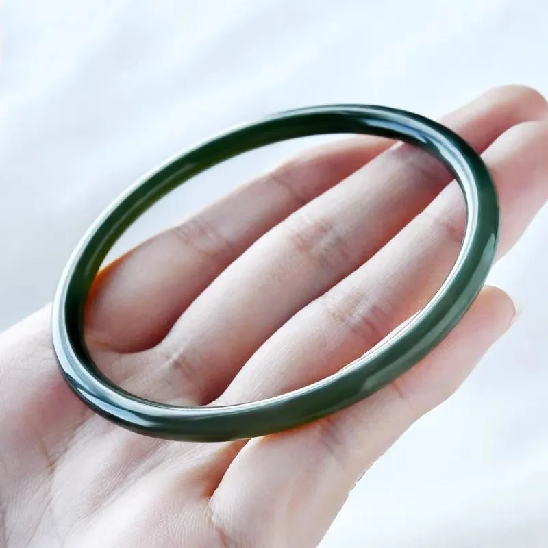 YUDI Hetian Jade Bangles Green Jade Unisex-5
