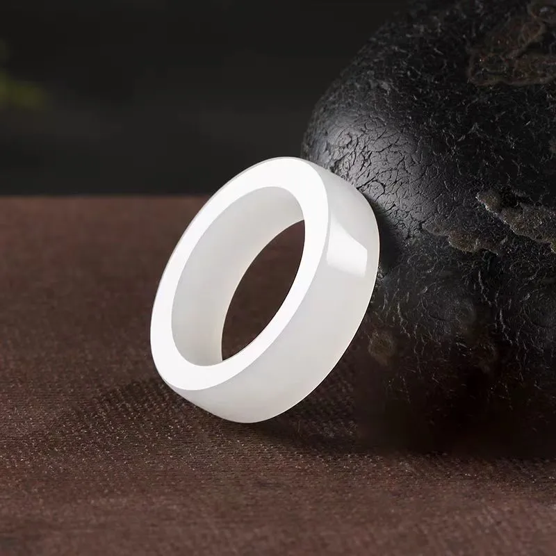 YUDI Hetian Jade Rings White Jade/Pale Greenish White Jade Unisex-4