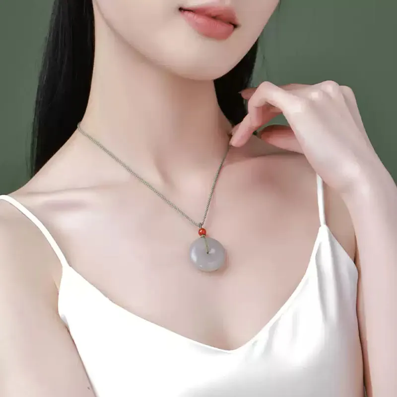 YUDI Hetian Jade Necklaces Smoky Purple Unisex-3