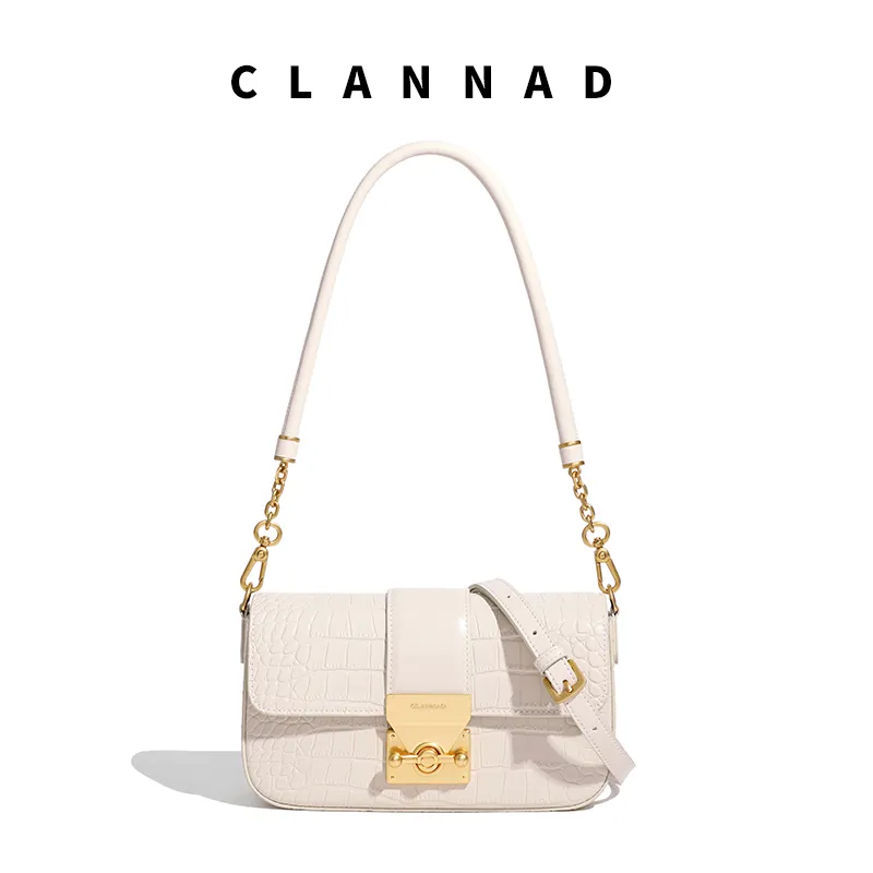 Clannad Cow Leather Crossbody Bag, Shoulder Bag Small Size Women's Glacier White-1
