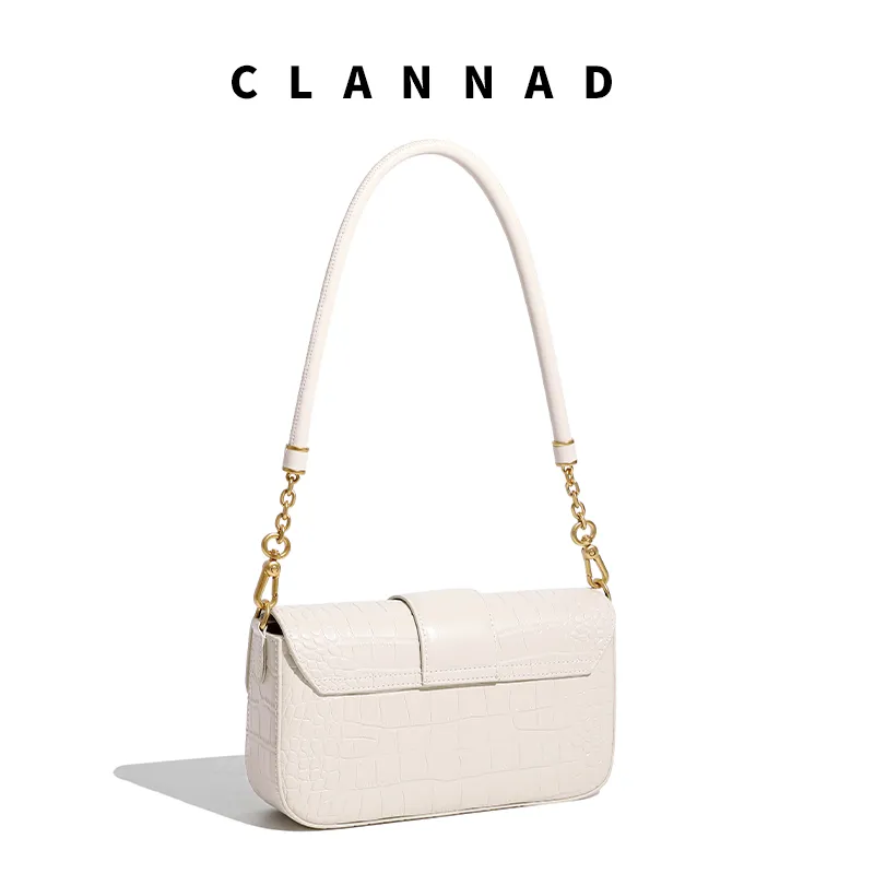 Clannad Cow Leather Crossbody Bag, Shoulder Bag Small Size Women's Glacier White-4