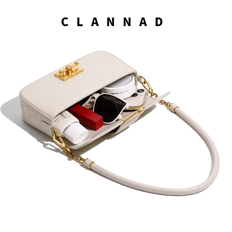 Clannad Cow Leather Crossbody Bag, Shoulder Bag Small Size Women's Glacier White-7