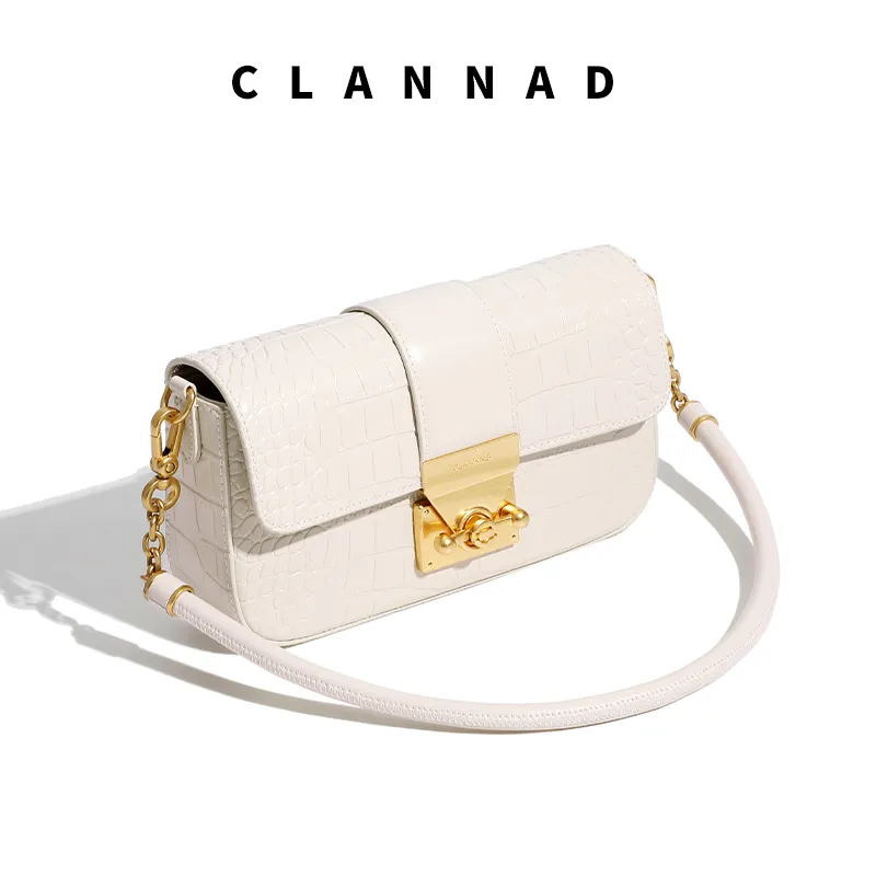 Clannad Cow Leather Crossbody Bag, Shoulder Bag Small Size Women's Glacier White-5