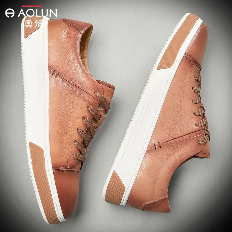 Auron Low Top Skateboard Shoes Men's Tan-1