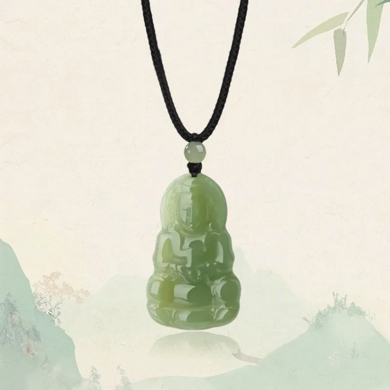 ZHONGYINYIJIN Necklaces Green Jade Unisex-2