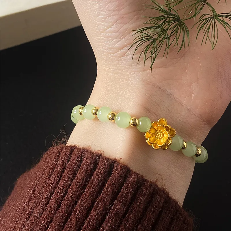 ZHONGYINYIJIN Hetian Jade Bracelets Pale Greenish White Jade Unisex-2