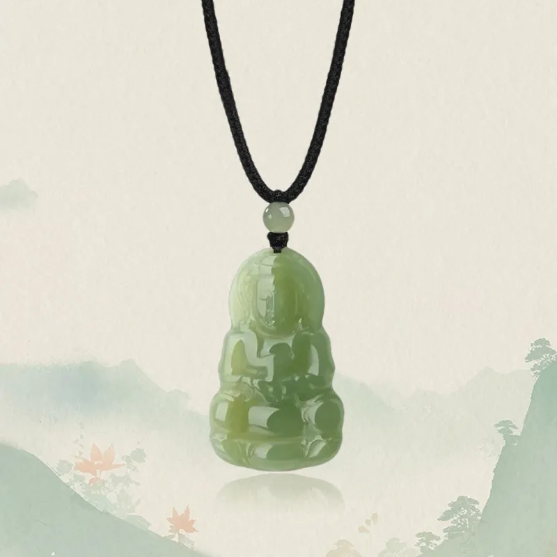 ZHONGYINYIJIN Necklaces Green Jade Unisex-1