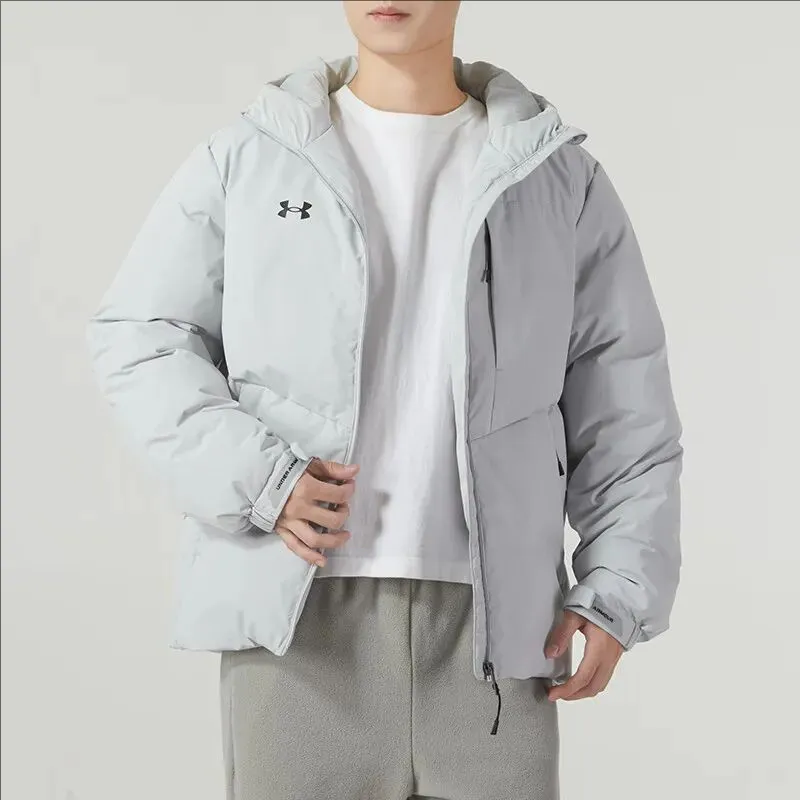 Under Armour Down Jacket Unisex Light Gray Comes With Necklace-3