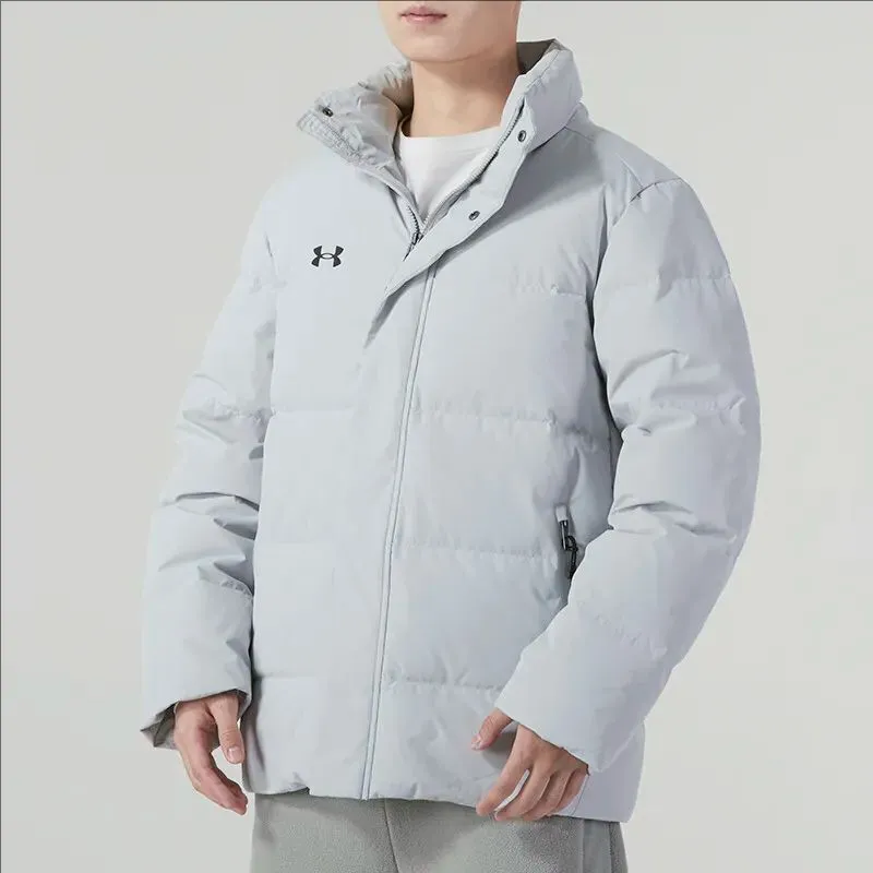Under Armour Down Jacket Unisex Light Gray Comes With Necklace-3
