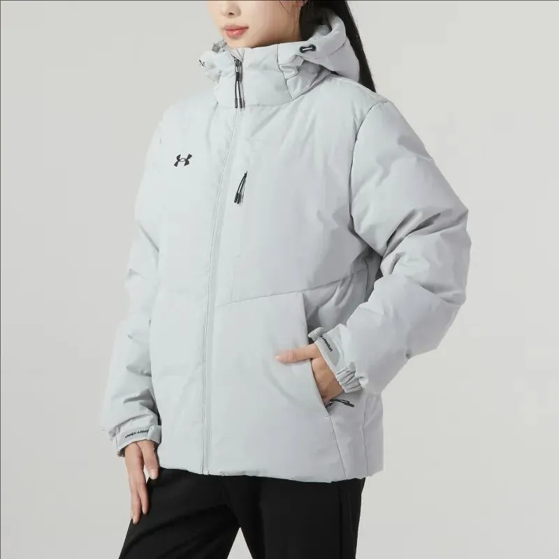 Under Armour Down Jacket Unisex Light Gray Comes With Necklace-5