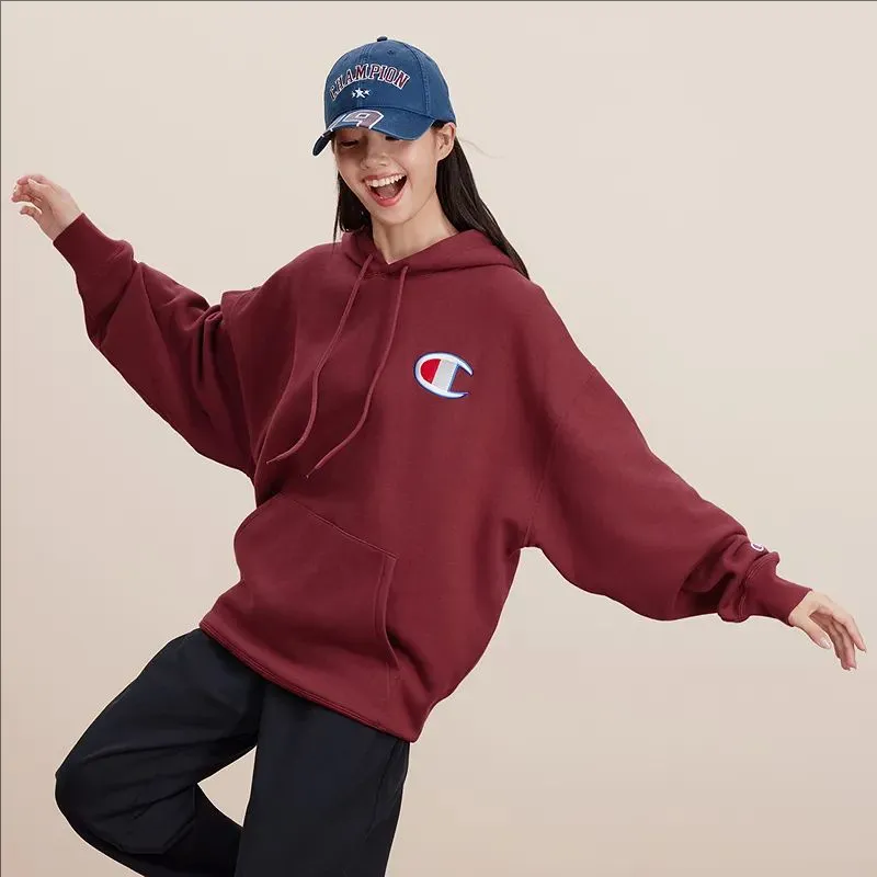 Champion Sweatshirts Unisex Burgundy+Necklace-4