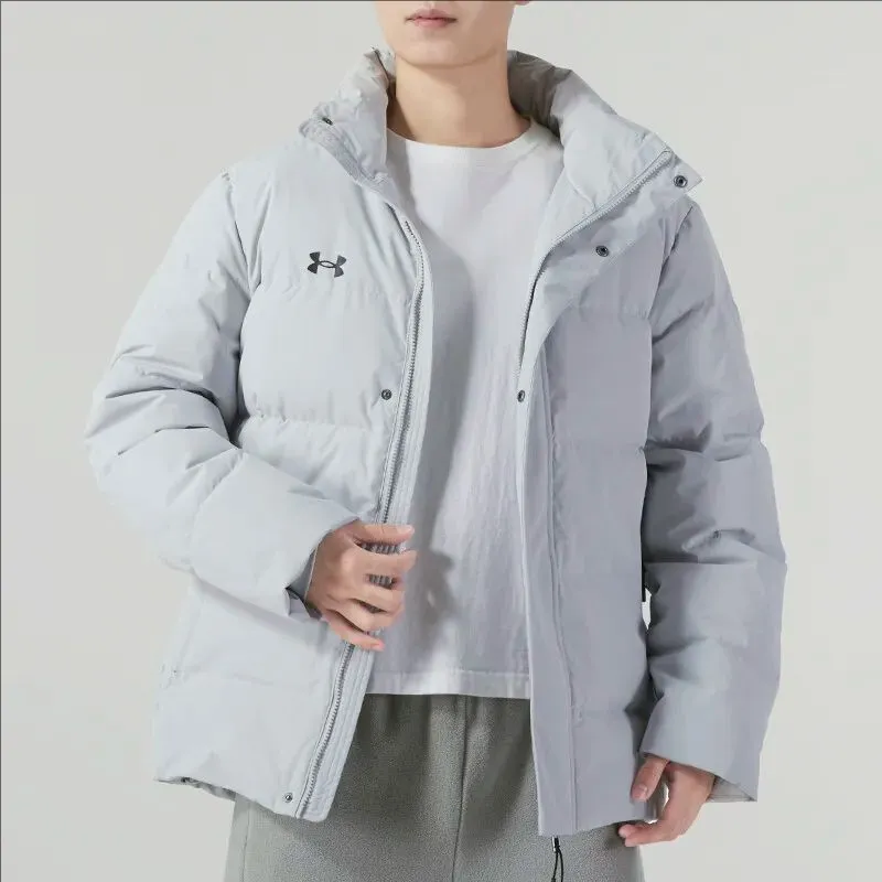 Under Armour Down Jacket Unisex Light Gray Comes With Necklace-5