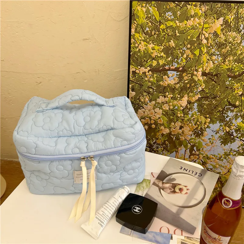 YUZHAOLIN Soft And Cushy Floral Makeup Bag In Macaron Color, Portable With Large Capacity For Skincare Product Storage-7