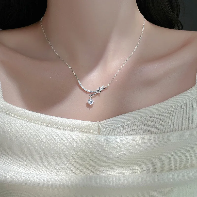 KEMLAIDA S925 Silver Moissanite Necklaces Women's White Gold-1